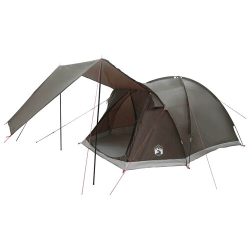 Vidaxl Tente Cabane Marron Gris 4 Personnes Polyester Et Acier