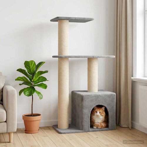 Vidaxl Arbre À Chat Avec Poteaux À Griffer En Sisal Gris Clair 133 Cm