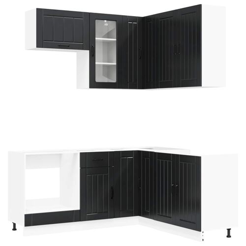 vidaXL Ensemble de meubles de cuisine Noir Bois d'ingénierie