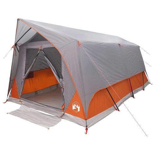 Vidaxl Tente Tunnel Gris Et Orange 10 Personnes Polyester Et Acier