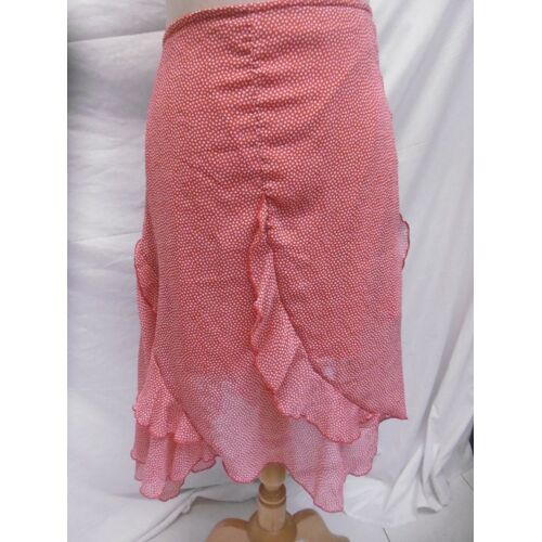 K Woman Jupe Mousseline Imprimé Pois Fond Corail T 44