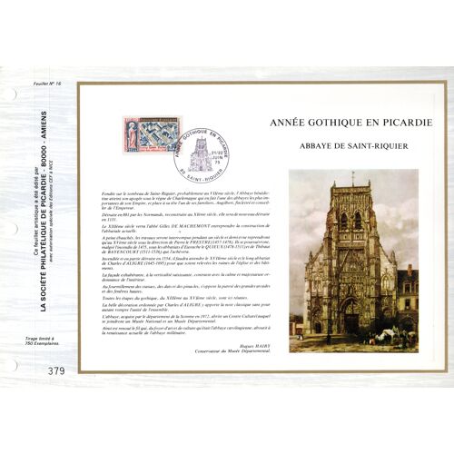 Document Philatélique Année Gothique En Picardie, Abbaye De Saint-Riquier