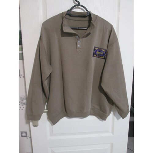 Sweat / Sweatshirt Marron Col Montant À Boutons Femme