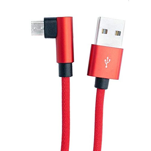 System-S Câble USB 2.0 - Micro mâle vers 2.0 A mâle coudé - Rouge - 100 cm