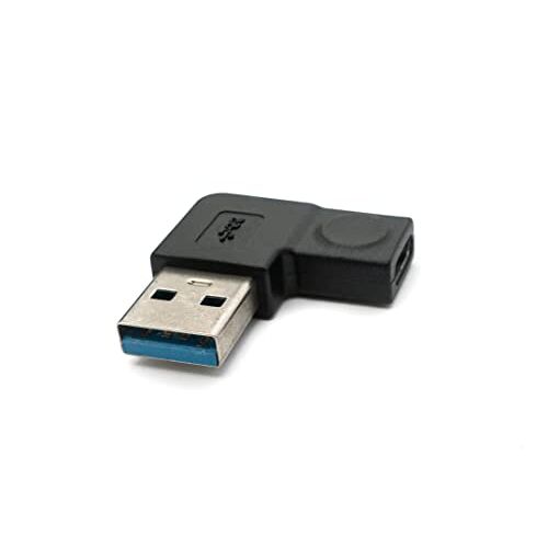 SYSTEM-S Adaptateur USB 3.1 Type C Femelle vers 3.0 Type A mâle coudé Noir