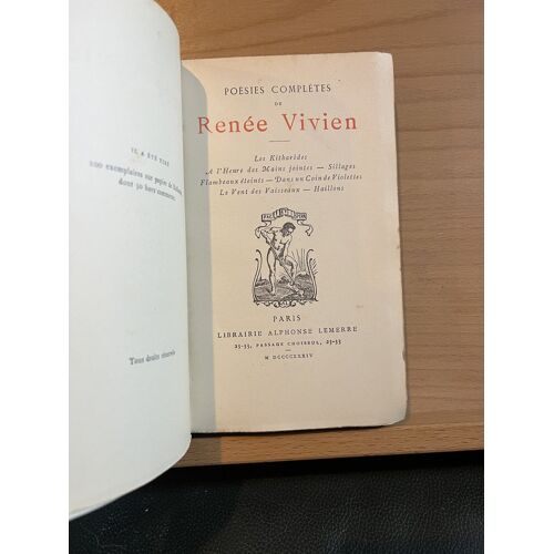 Oeuvres De Renée Vivien Éd. Alphonse Lemerre 1934
