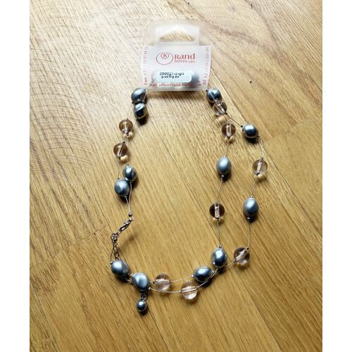 Collier Neuf Double Rangs Rand Frères – Perles Argentées Et Transparentes