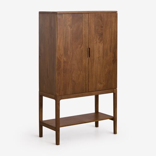 Buffet haut 90x45 cm en bois de manguier Kenscoff Poignée en bois foncé