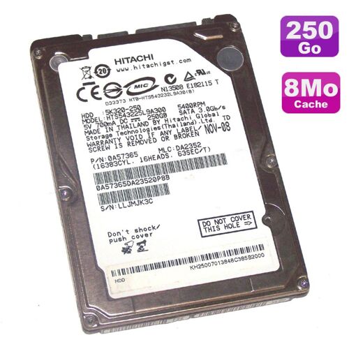 Disque Dur 250Go SATA 2.5" Hitachi HTS543225L9A300 5K320-250 0A57365 PC Portable
