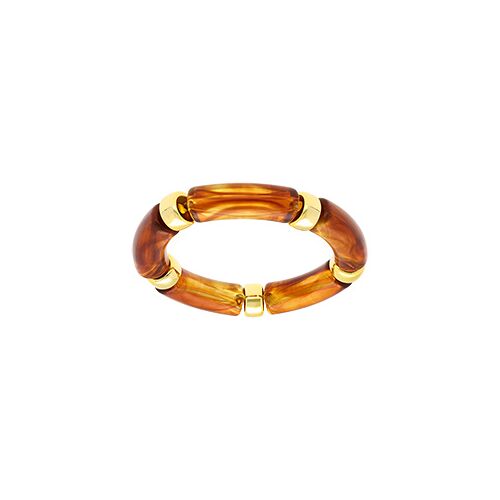 Bracelet Extensible Résine Ambre Et Résine Doré