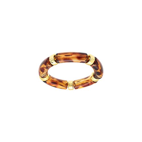 Bracelet Extensible Résine Marron Léopard Et Résine Doré