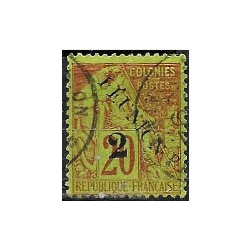 La Réunion, Colonie Française 1891, Beau Timbre Classique Yvert 31, Type Alphée Dubois 20c. Brique Sur Vert Jaune Surchargé "Réunion" Et "2", Oblitéré, Tbe.