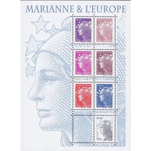 France 2011, Très Beau Bloc Feuillet Neuf** Luxe Yvert 4614, Marianne Et L' Europe, 7 Timbres Marianne De Beaujard À Validité Permanente, Collection Ou Affranchissement.