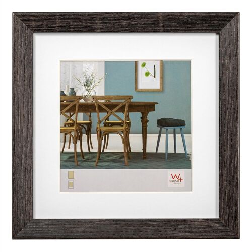 Walther Cadre photo gris foncé 40 x 40 cm avec passe-partout, cadre en bois Fiorito