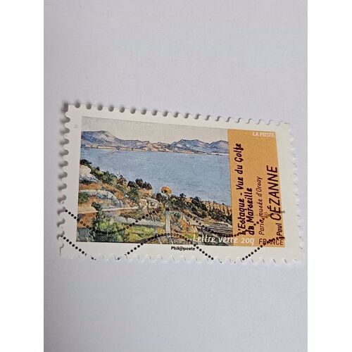 France Timbre Lettre Verte 20g Autoadhesif Yvert N° 826 L'Estaque Vue Du Golfe De Marseille Paris Musée D'Orsay Paul Cezanne Oblitéré De 2013