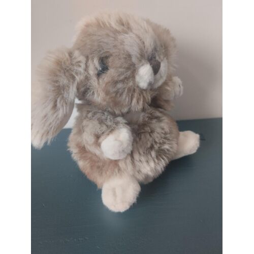 F/ doudou peluche lapin marron -crème assis Bukowski