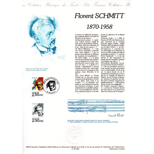 Document Philatélique Officiel Florent Schmitt
