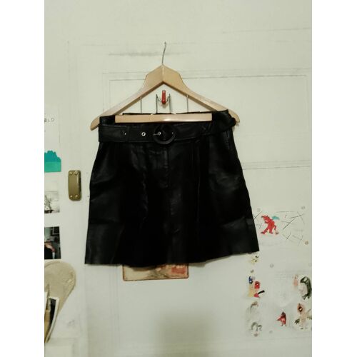Jupe En Cuir Synthétique Noir 38 M Zara.