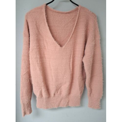 Pull Col En V Moelleux - Vieux Rose - L