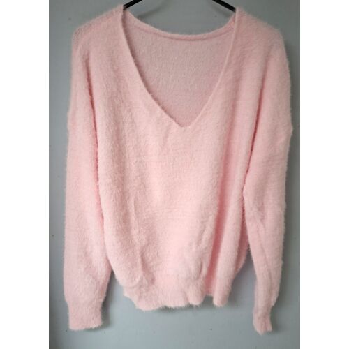 Pull Col En V Moelleux - Rose - L