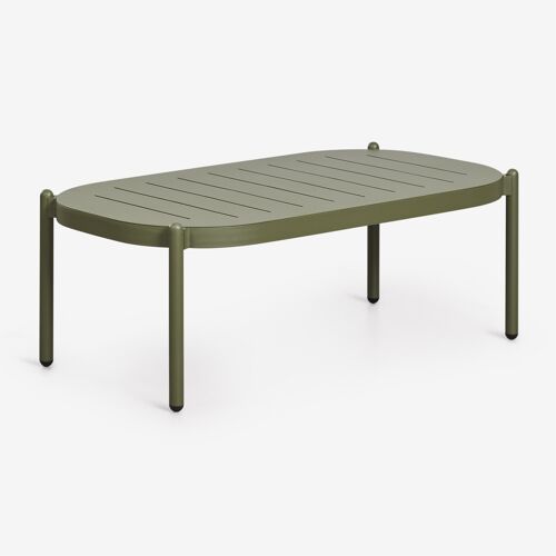 Table Basse Rectangulaire De Jardin 95x55 Cm En Aluminium Duroli Vert Olive Intense