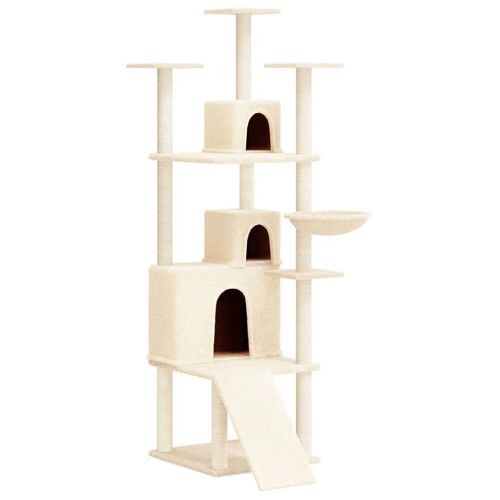 Arbre À Chat Meuble Tour Grimper Jouet Grattage Grattoir Escalade Plateforme Avec Griffoirs En Sisal 175 Cm Crème Helloshop26 02_0022499