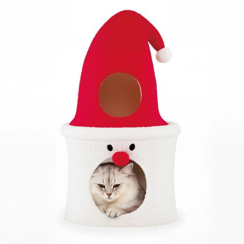 Arbre À Chat Mignon Pour Noël 40 X 75 Cm Confort Douillet Décoratif Ambiance Festive En Peluche Teddy Rouge Helloshop26 20_0018462