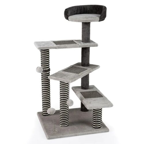 Arbre À Chat 49 X 49 X 93 Cm Avec 5 Niveaux De Repos Et Griffoirs En Sisal Style Moderne En Gris Helloshop26 20_0015767