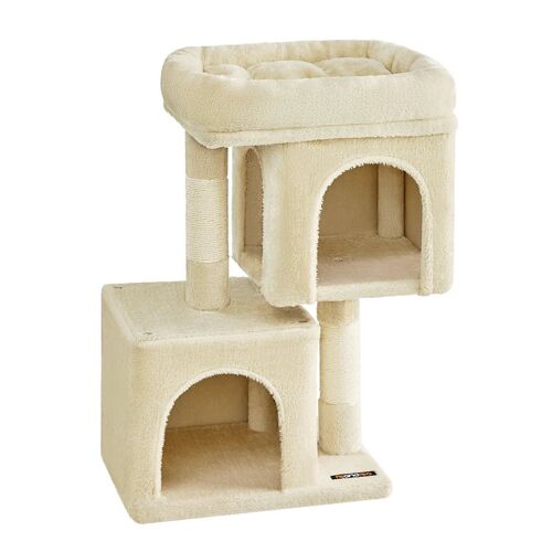 Arbre À Chat Tour De Jeux 67 Cm Maison Pour Chatons Jusqu À 3 Kg Grande Plate-Forme 2 Niches Griffoir Gris Beige Helloshop26 12_0003898