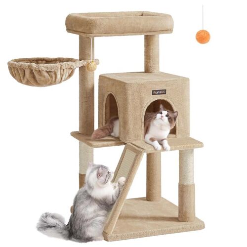 Arbre À Chat Avec Planche À Gratter 48 X 48 X 96 Cm Gris Marron Helloshop26 12_0003693