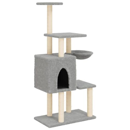 Arbre À Chat Meuble Tour Grimper Jouet Grattage Grattoir Escalade Plateforme Avec Griffoirs En Sisal Clair 131 Cm Gris Helloshop26 02_0022560