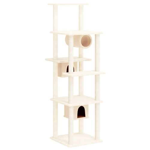 Arbre À Chat Meuble Tour Grimper Jouet Grattage Grattoir Escalade Plateforme Avec Griffoirs En Sisal 169 Cm Crème Helloshop26 02_0022496