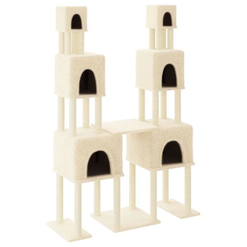 Arbre À Chat Meuble Tour Grimper Jouet Grattage Grattoir Escalade Plateforme Avec Griffoirs En Sisal 199 Cm Crème Helloshop26 02_0022509