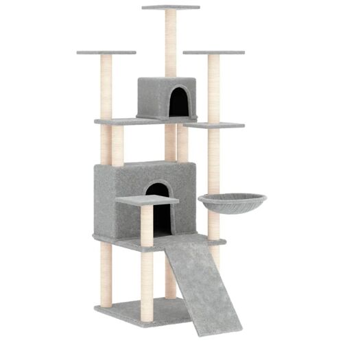 Arbre À Chat Meuble Tour Grimper Jouet Grattage Grattoir Escalade Plateforme Avec Griffoirs En Sisal Clair 154 Cm Gris Helloshop26 02_0022578