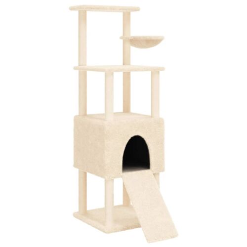 Arbre À Chat Meuble Tour Grimper Jouet Grattage Grattoir Escalade Plateforme Avec Griffoirs En Sisal 153 Cm Crème Helloshop26 02_0022482