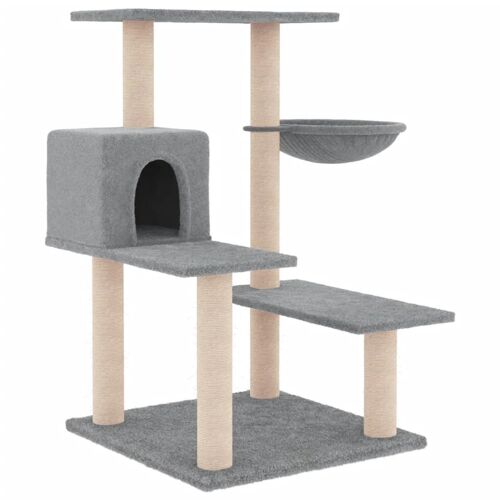 Arbre À Chat Meuble Tour Grimper Jouet Grattage Grattoir Escalade Plateforme Avec Griffoirs En Sisal Clair 82,5 Cm Gris Helloshop26 02_0022620