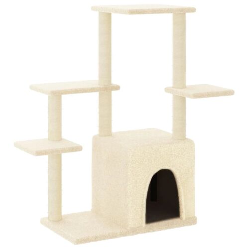 Arbre À Chat Meuble Tour Grimper Jouet Grattage Grattoir Escalade Plateforme Avec Griffoirs En Sisal 97,5 Cm Crème Helloshop26 02_0022541