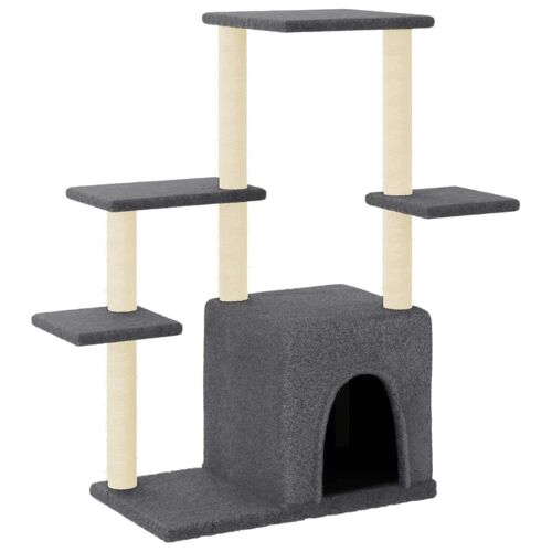 Arbre À Chat Meuble Tour Grimper Jouet Grattage Grattoir Escalade Plateforme Avec Griffoirs En Sisal Foncé 97,5 Cm Gris Helloshop26 02_0022724