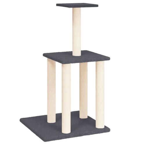 Arbre À Chat Meuble Tour Grimper Jouet Grattage Grattoir Escalade Plateforme Avec Griffoirs En Sisal Foncé 85,5 Cm Gris Helloshop26 02_0022713