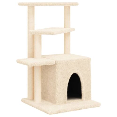 Arbre À Chat Meuble Tour Grimper Jouet Grattage Grattoir Escalade Plateforme Avec Griffoirs En Sisal 83,5 Cm Crème Helloshop26 02_0022529