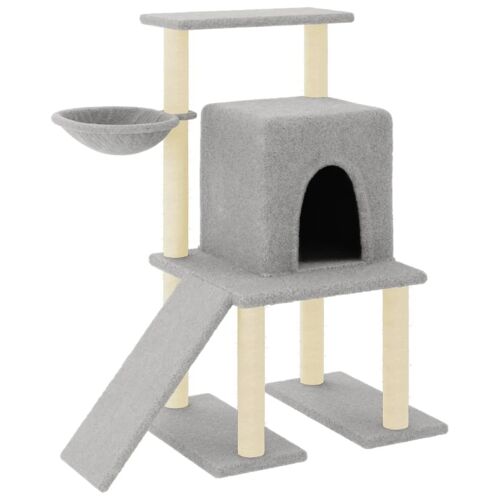 Arbre À Chat Meuble Tour Grimper Jouet Grattage Grattoir Escalade Plateforme Avec Griffoirs En Sisal Clair 96,5 Cm Gris Helloshop26 02_0022632