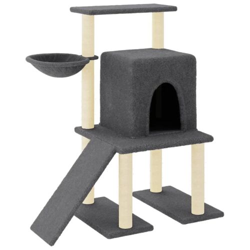 Arbre À Chat Meuble Tour Grimper Jouet Grattage Grattoir Escalade Plateforme Avec Griffoirs En Sisal Foncé 96,5 Cm Gris Helloshop26 02_0022720