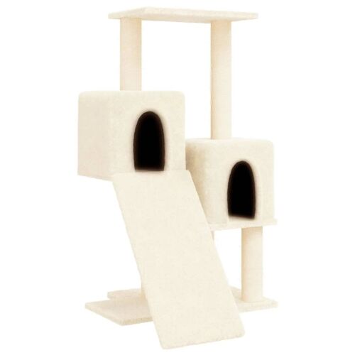 Arbre À Chat Meuble Tour Grimper Jouet Grattage Grattoir Escalade Plateforme Avec Griffoirs En Sisal 82 Cm Crème Helloshop26 02_0022522