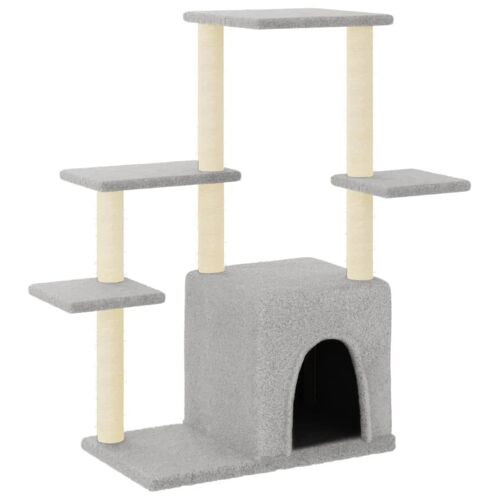 Arbre À Chat Meuble Tour Grimper Jouet Grattage Grattoir Escalade Plateforme Avec Griffoirs En Sisal Clair 97,5 Cm Gris Helloshop26 02_0022636