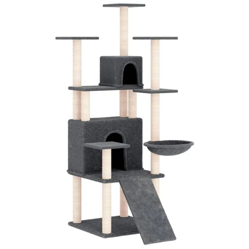 Arbre À Chat Meuble Tour Grimper Jouet Grattage Grattoir Escalade Plateforme Avec Griffoirs En Sisal Foncé 154 Cm Gris Helloshop26 02_0022672