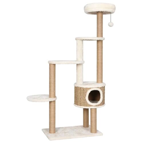 Arbre À Chat Meuble Tour Grimper Jouet Grattage Grattoir Escalade Plateforme Coussin De Luxe Et Grattoir 148 Cm Herbiers Marins Beige Helloshop26 02_0022749