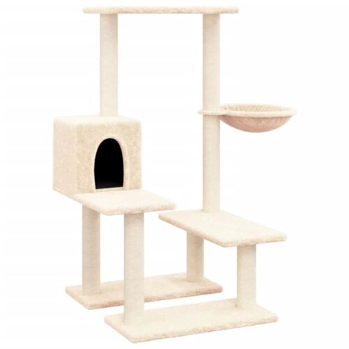 Arbre À Chat Meuble Tour Grimper Jouet Grattage Grattoir Escalade Plateforme Avec Griffoirs En Sisal 94,5 Cm Crème Helloshop26 02_0022534