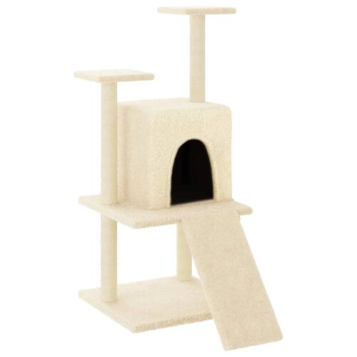 Arbre À Chat Meuble Tour Grimper Jouet Grattage Grattoir Escalade Plateforme Avec Griffoirs En Sisal 110 Cm Crème Helloshop26 02_0022457