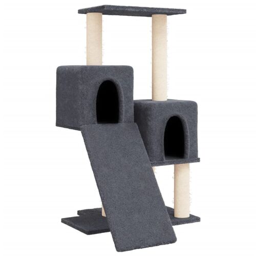 Arbre À Chat Meuble Tour Grimper Jouet Grattage Grattoir Escalade Plateforme Avec Griffoirs En Sisal Foncé 82 Cm Gris Helloshop26 02_0022706
