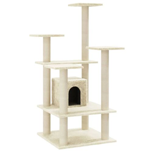 Arbre À Chat Meuble Tour Grimper Jouet Grattage Grattoir Escalade Plateforme Avec Griffoirs En Sisal 110 Cm Crème Helloshop26 02_0022455